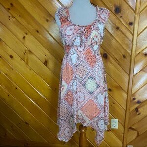 Floral Patchwork Sleeveless Dress Handkerchief Boho Hippie New
